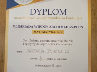 Laureatka ogólnopolskiego konkursu matematycznego!